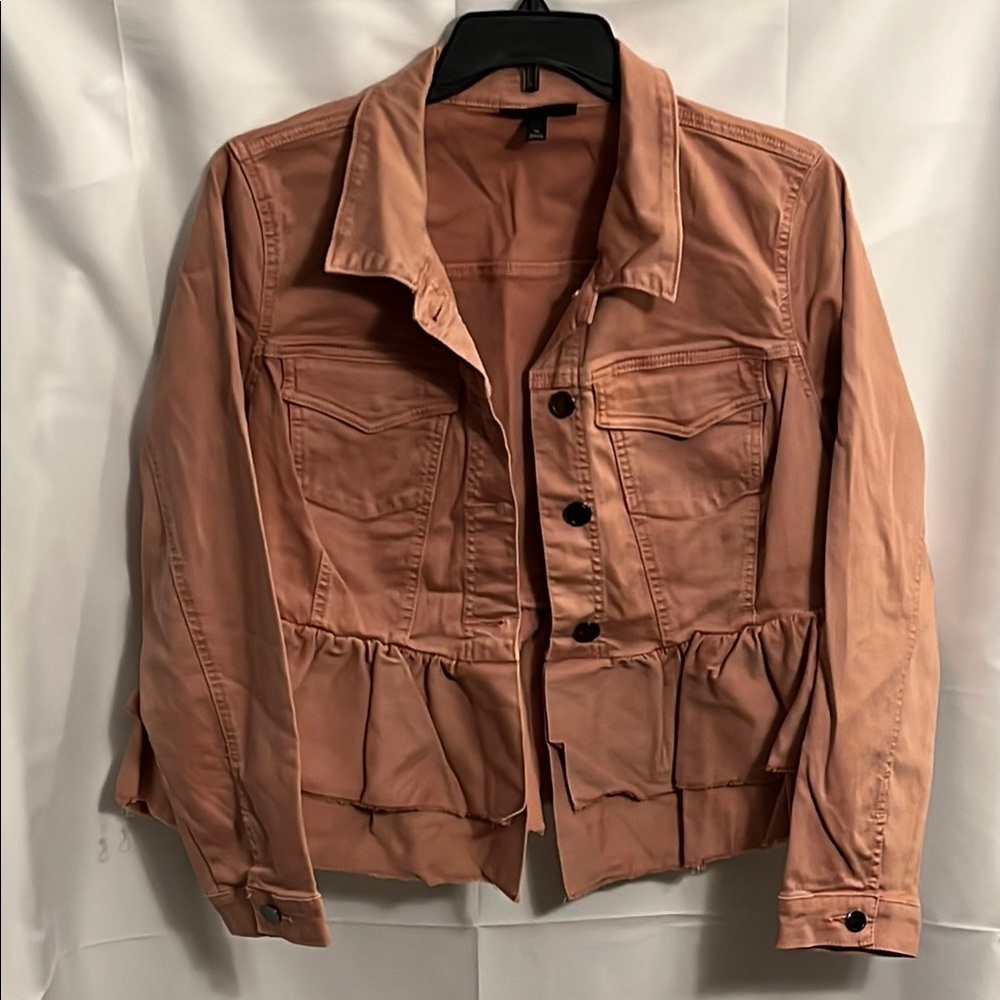 Lane Bryant Women's Rose Colored Peplum Jean Jacket